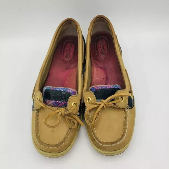 Sperry Top Sider Womens Shoes Size 6.5 M Tan Boat Shoe Angelfish Colorful Pink - Picture 4 of 11
